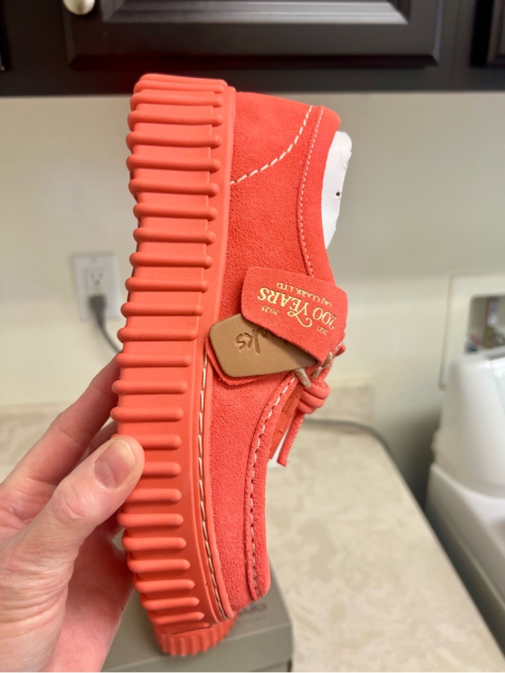 Clarks Suede Torhil Bee Comfort Platform Moccasin Toe Loafers (Coral) - Picture 7 of 16